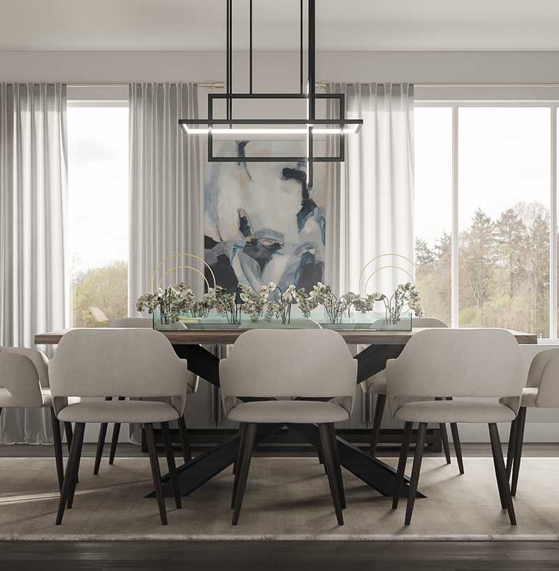 Contemporary, Modern, Glam, Transitional, Classic Contemporary Dining Room Design by Havenly Interior Designer Manasi