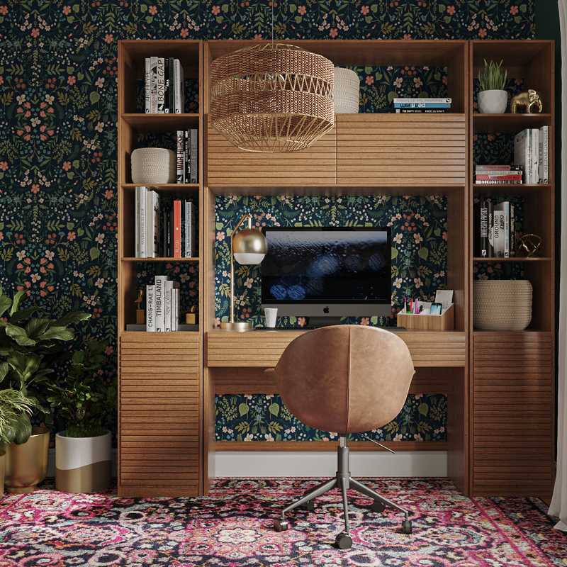 Eclectic, Bohemian, Midcentury Modern Office Design by Havenly Interior Designer Jordi
